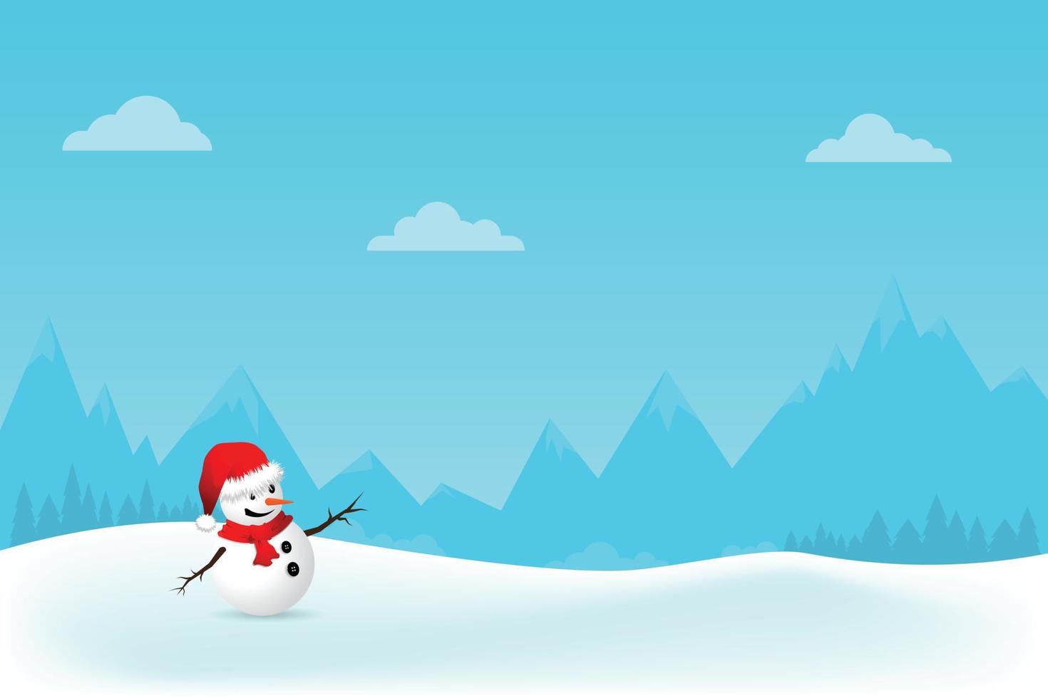 Tarjeta de felicitación de Navidad con muñeco de nieve.Ilustración de vector. vector