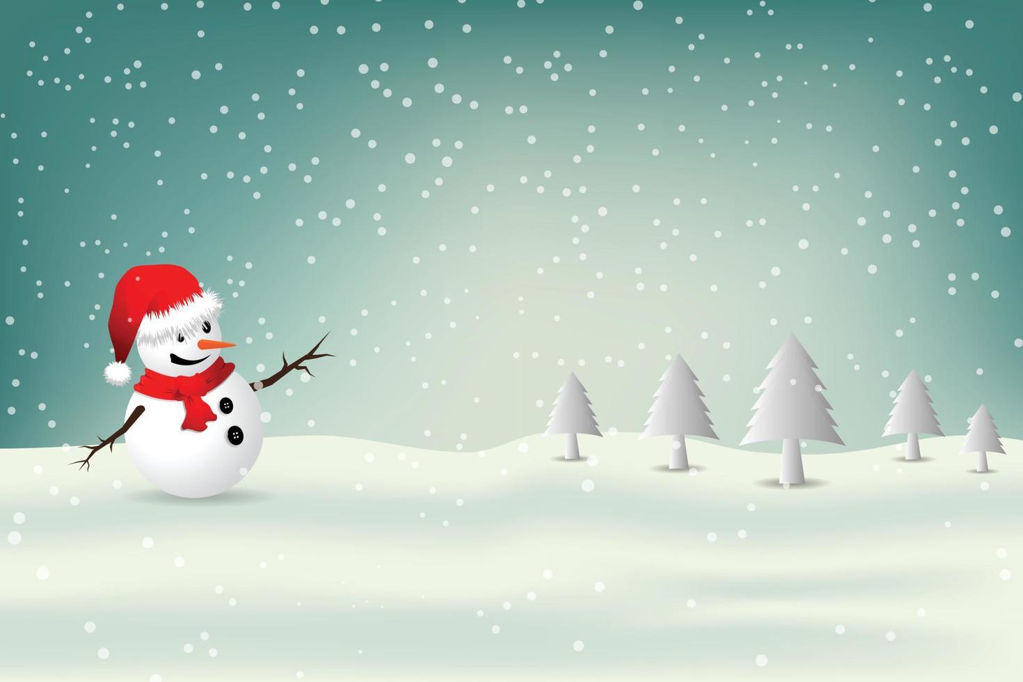 Christmas Greeting Card with snowman.-Vector illustration. vector