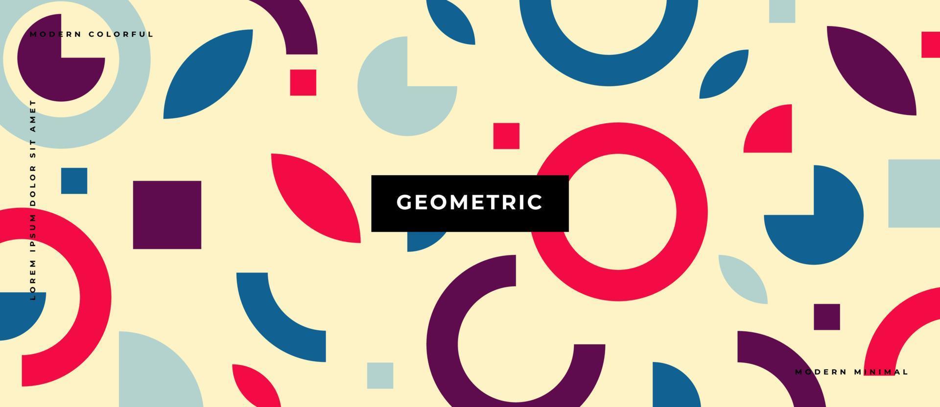 Memphis Style elements. Flat geometric circle graphic shapes, square pastel background. vector