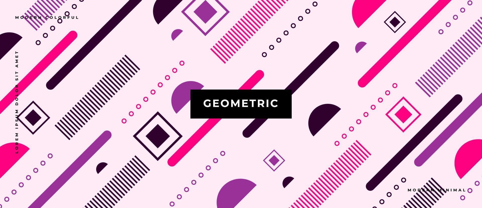 Memphis style moving neon, purple shape minimal geometric lines texture and dotted pop seamless pattern background. vector