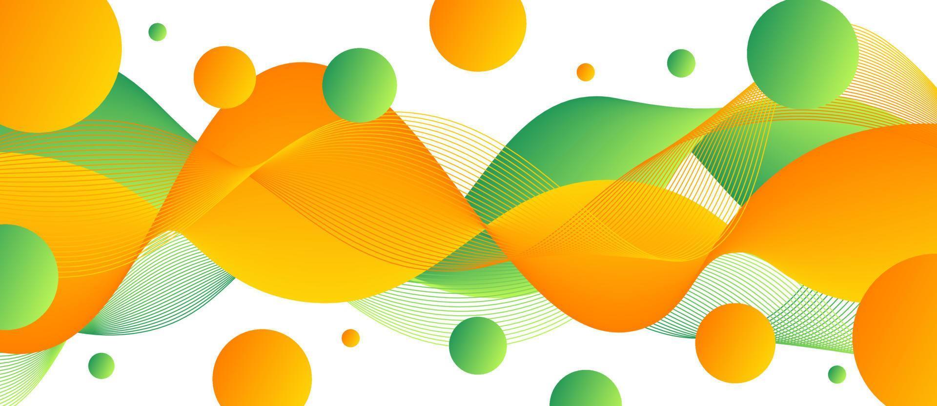 Abstract colorful orange, green wave lines, circle flowing isolated on white background for vector design elements in concept of sound, music, technology, science.