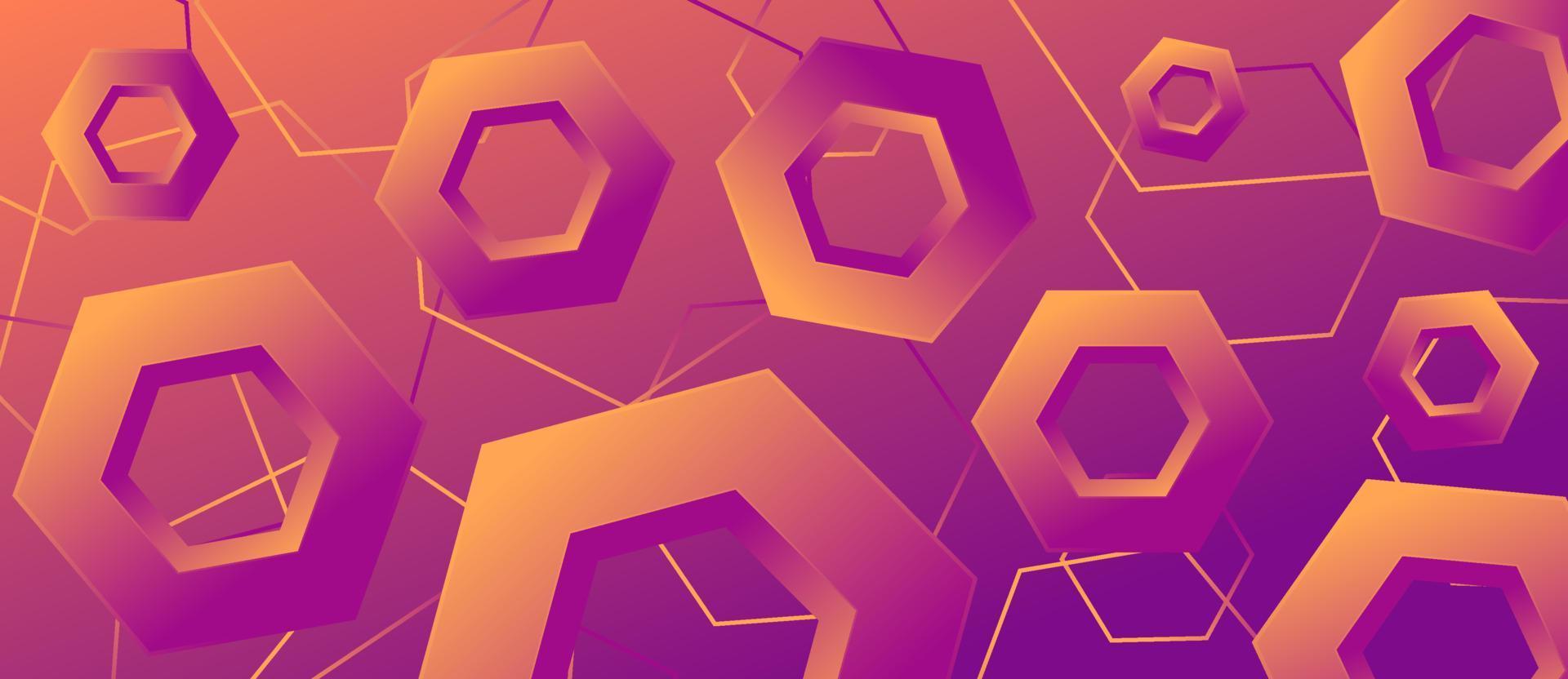 Geometric gradient hexagon motion shape, line futuristic abstract background. vector