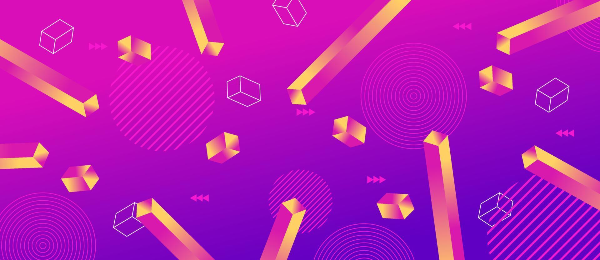 Animated colorful gradient neon, pink, yellow hexagon tube. 3D geometric shape futuristic abstract background. vector