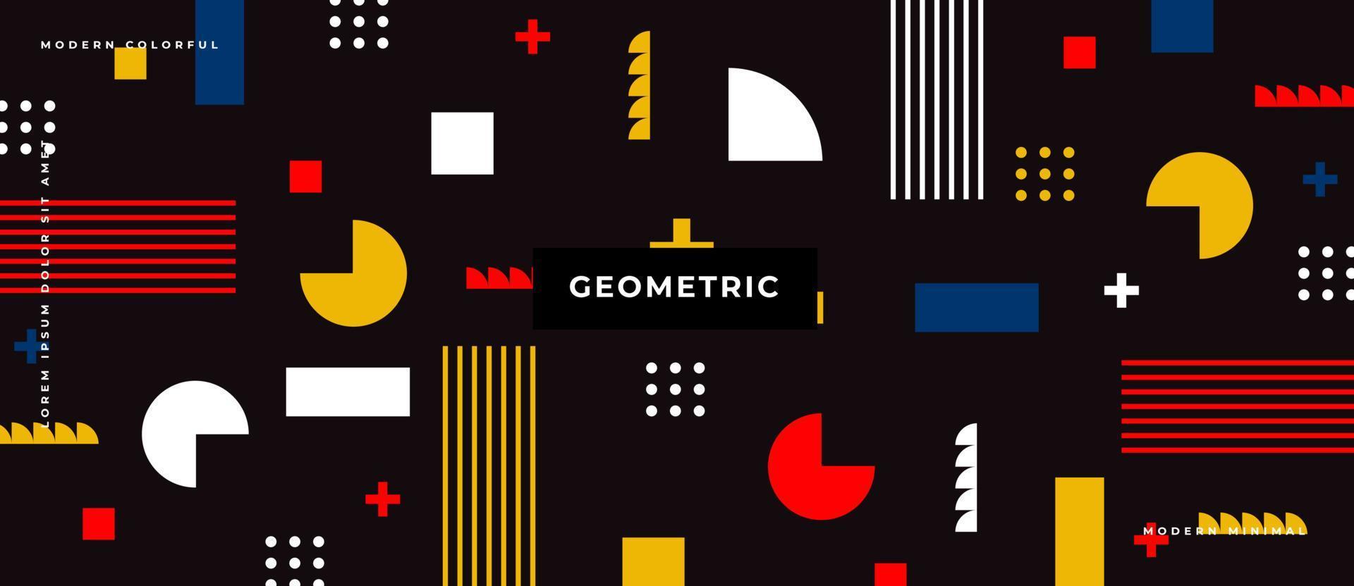 Flat colorful Seamless shape on black background. Memphis pattern. Flat concept. Fashion 80s-90s. Retro funky graphic. vector