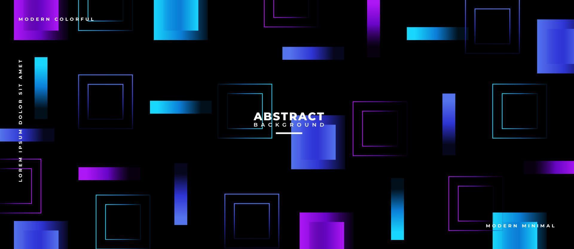Colorful dynamic gradient square shape, line on blue abstract background. vector