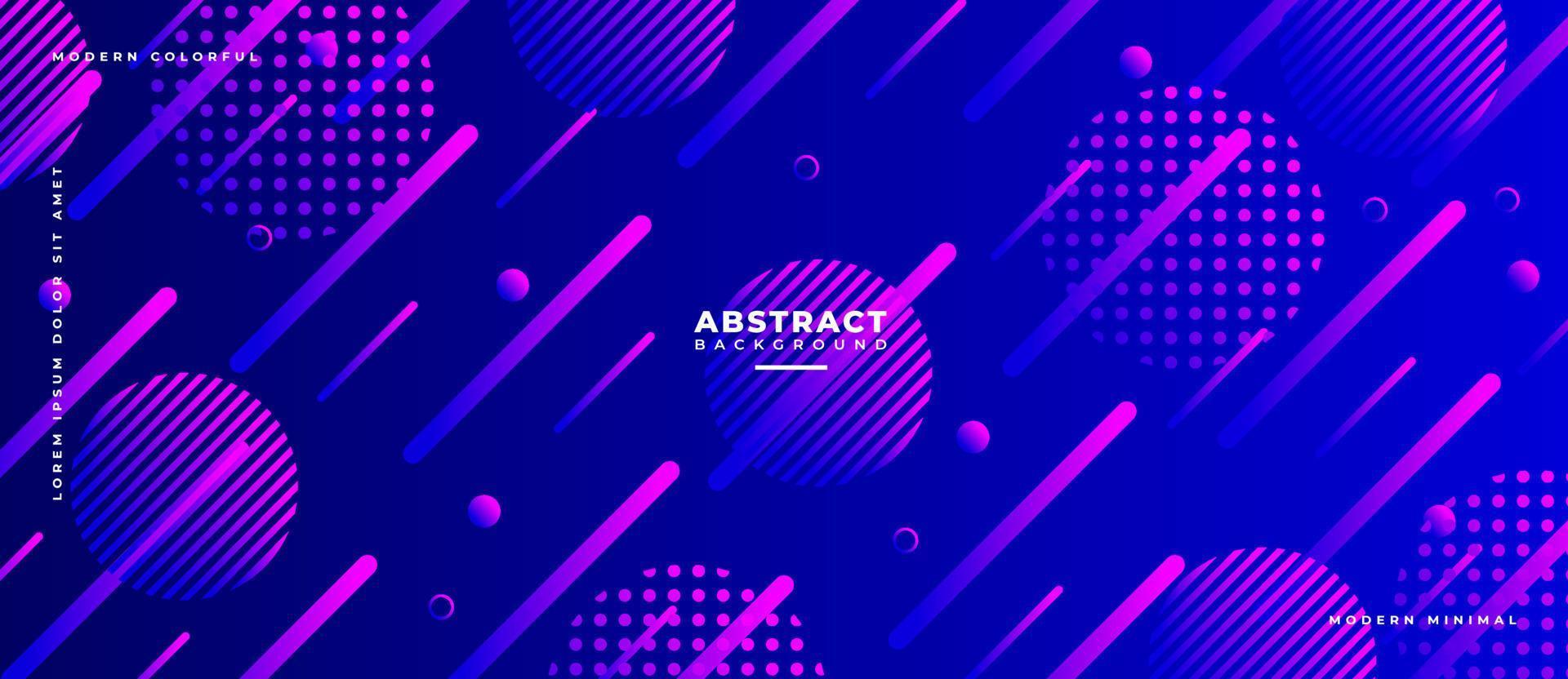 Colorful futuristic neon pink stripe line, circle, Geometric shape animated element on blue abstract background. vector