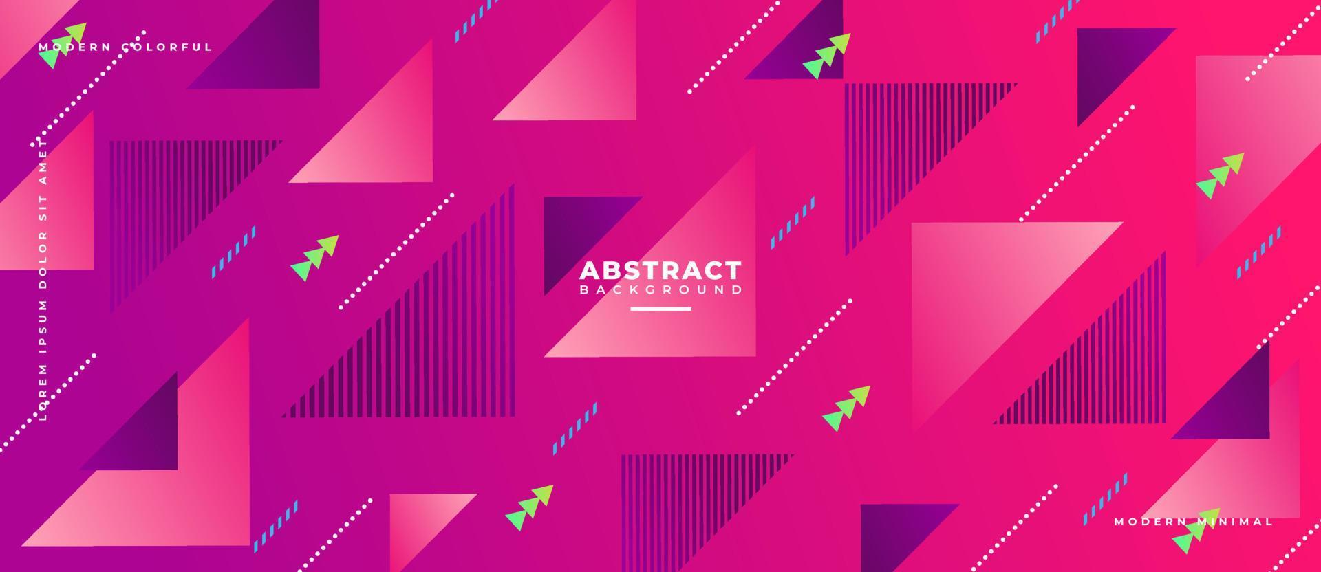 Colorful geometric neon pink gradient animated triangle abstract background. vector