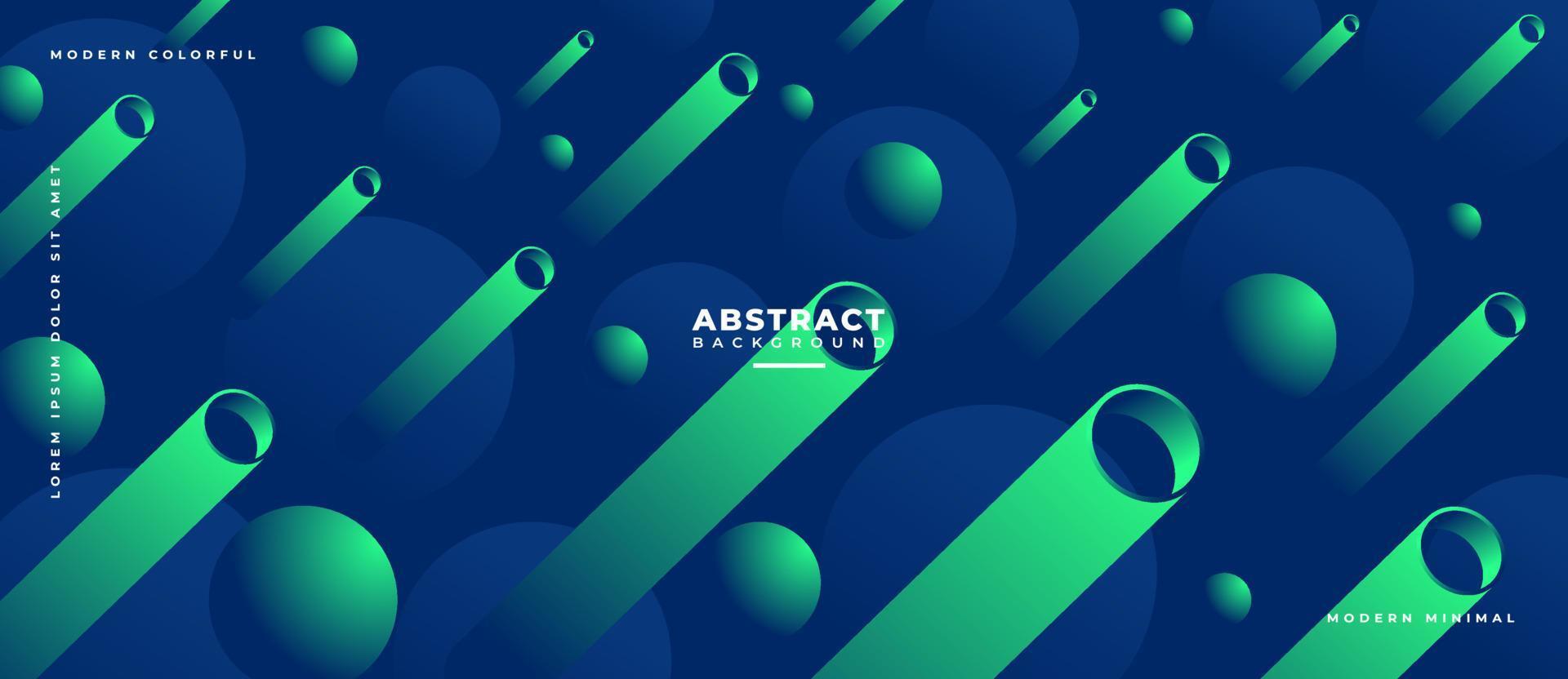 Geometric 3D futuristic gradient green circle tube animated on navy blue abstract background. vector