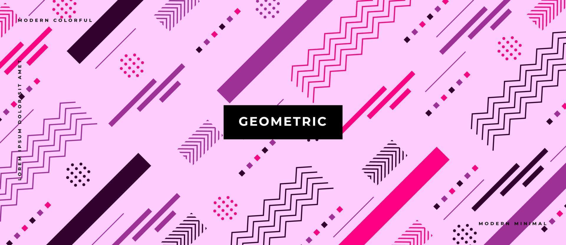 Flat geometric shape seamless moving line, dot pattern background in memphis style. vector