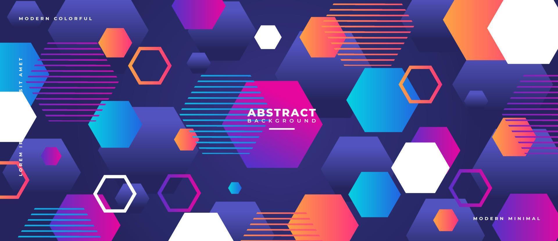 Futuristic colorful hexagon gradient shape geometric abstract background. vector