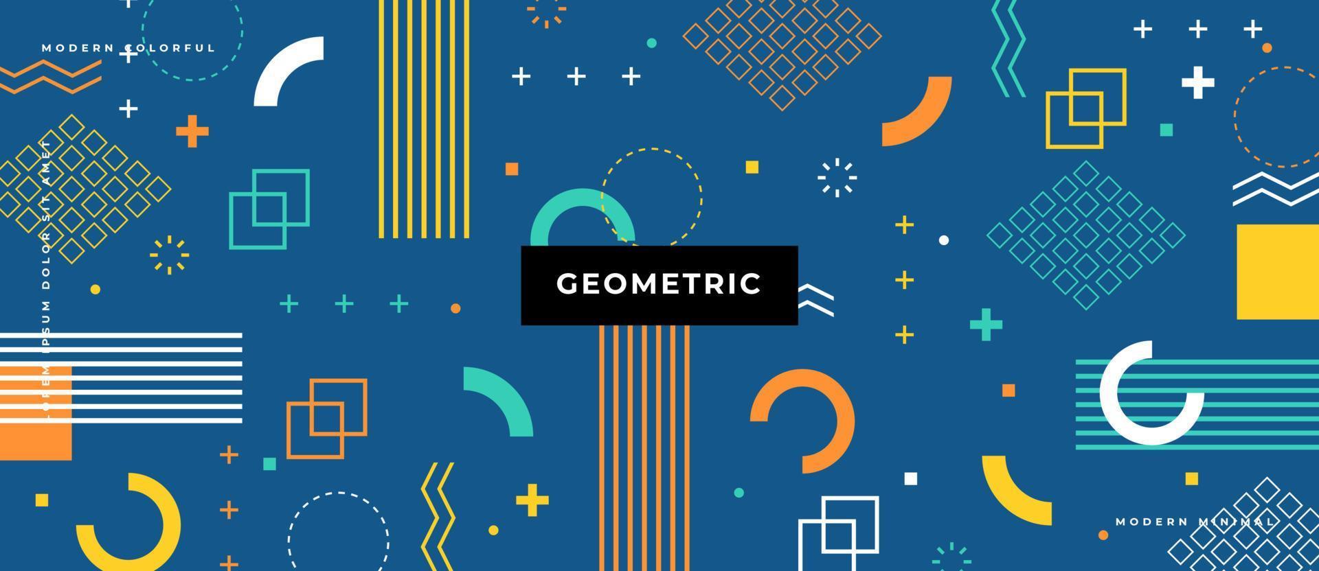 Flat Bauhaus or Memphis geometric shapes and composition. Retro elements, geometric pattern background. vector