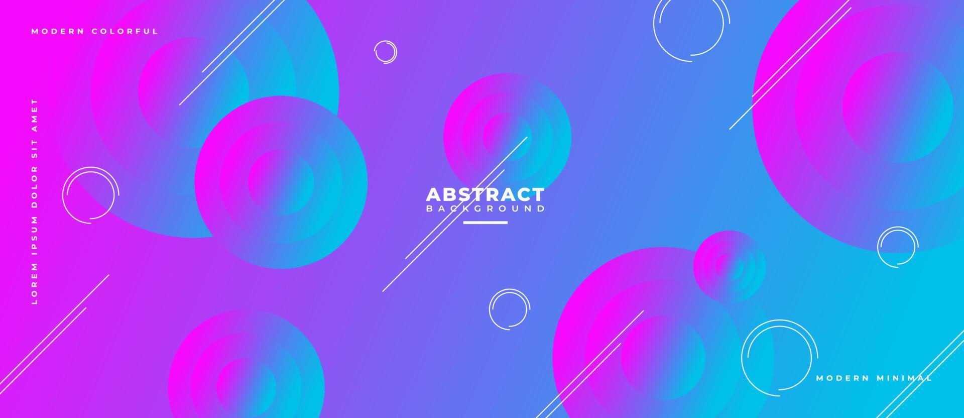 Colorful geometric 3d circle moving on neon, blue abstract background. vector