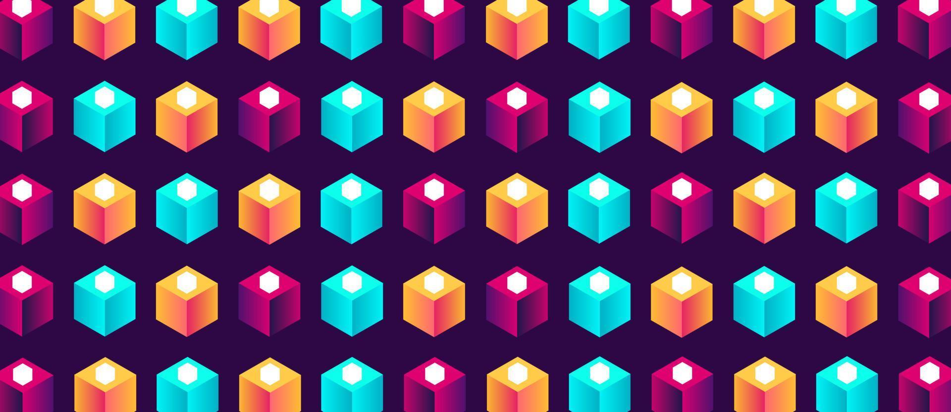 Colorful geometric seamless gradient cube. Futuristic shape abstract background. vector