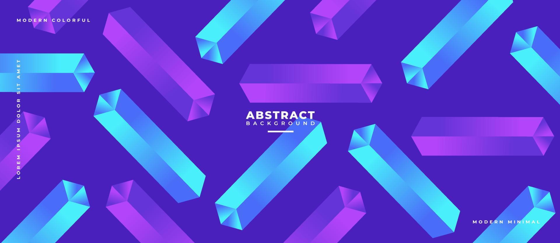 Colorful animated gradient blue, purple rectangle. 3D geometric shape futuristic abstract background. vector