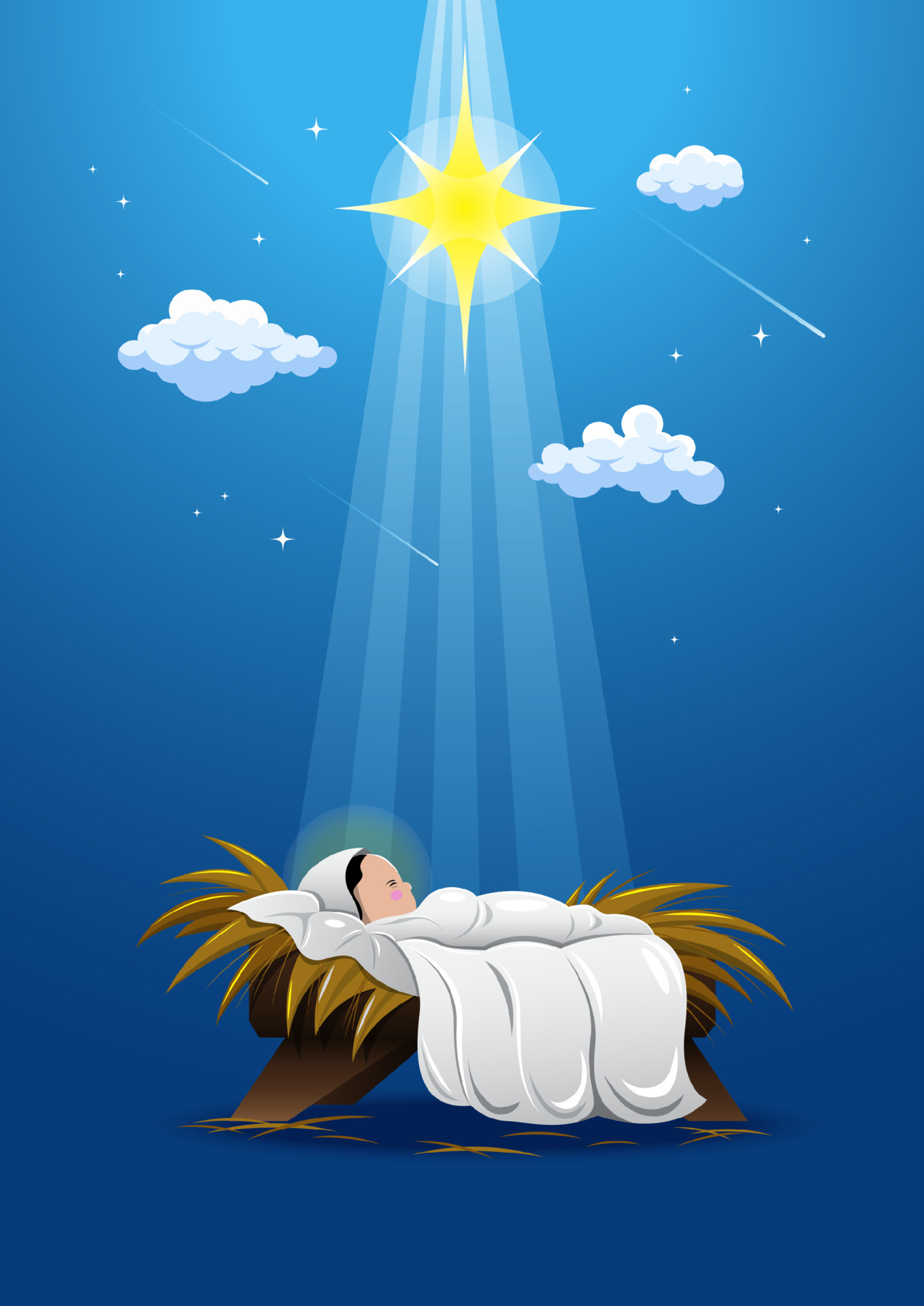 Manger cute baby jesus in crib and star 4684514 Vector Art at Vecteezy