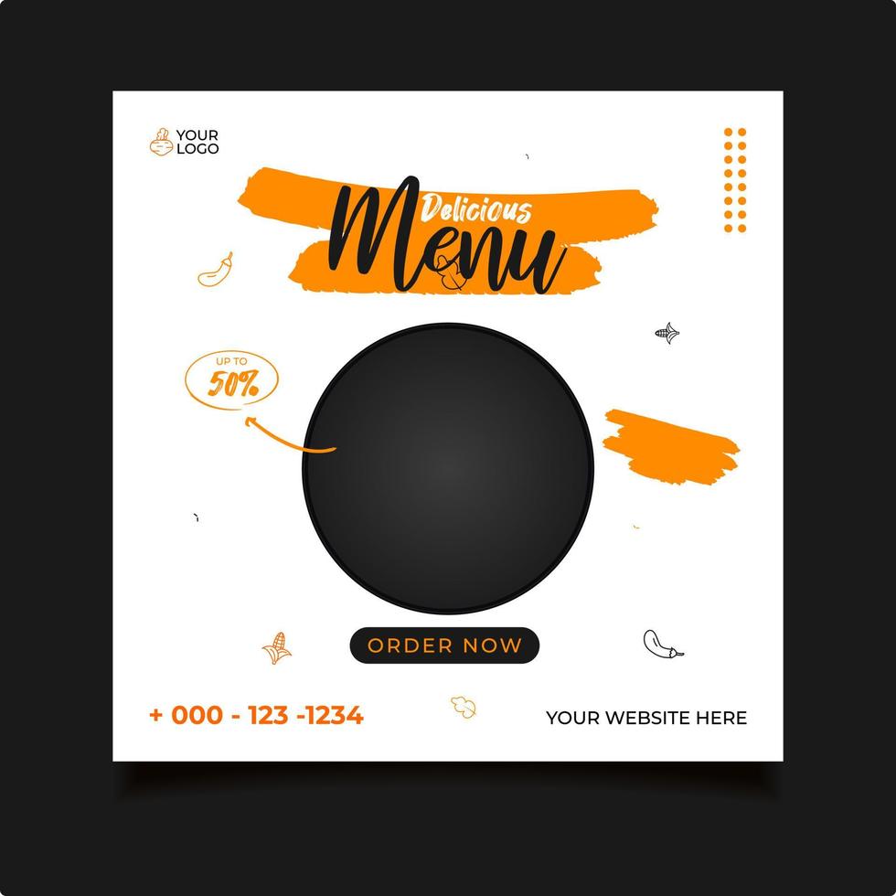 food social media templates. Usable for food flyers, food banners, templates, promo, today food menu. With editable element vector