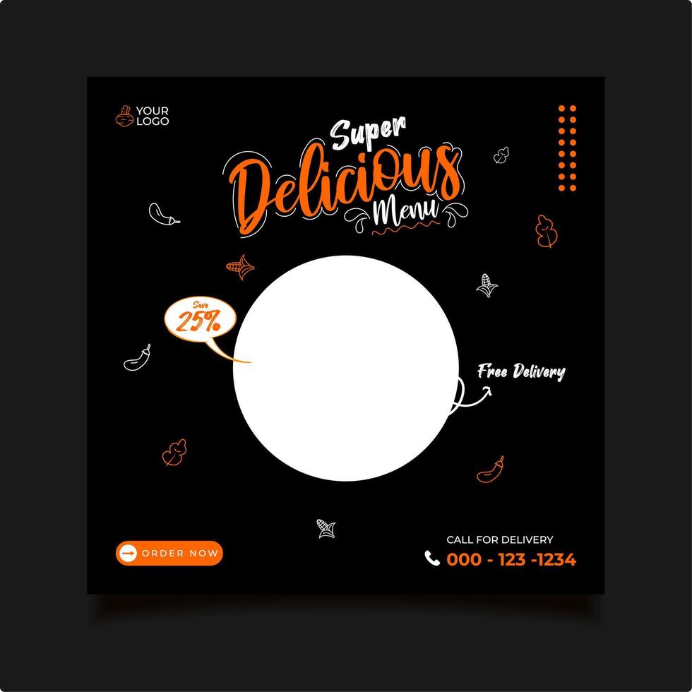 food social media templates. Usable for food flyers, food banners, templates, promo, today food menu. With editable element vector