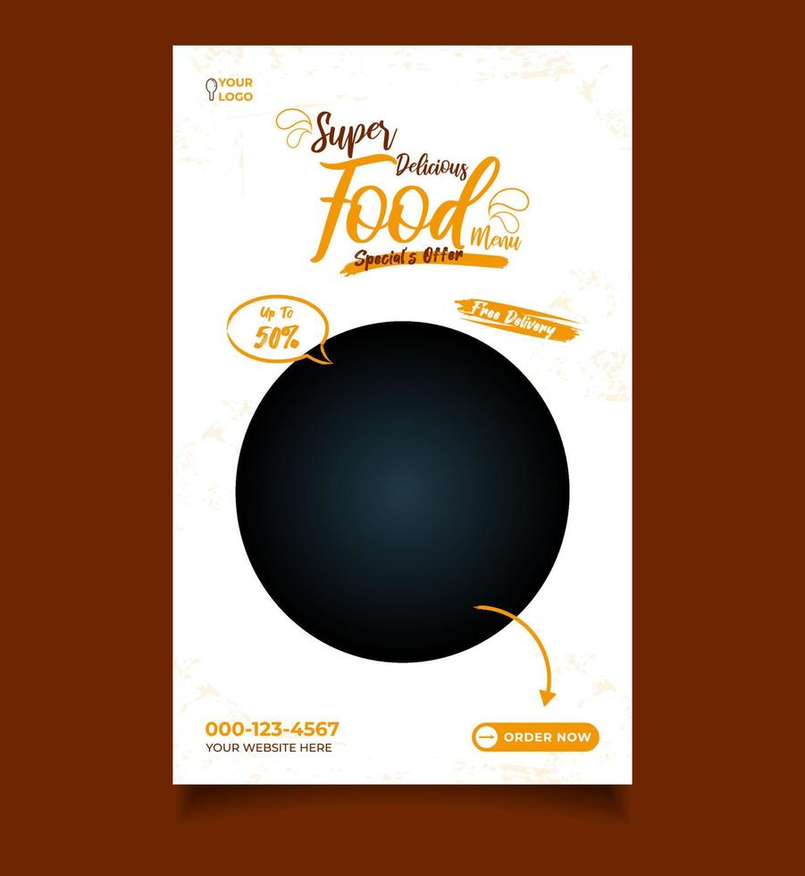 food social media templates. with editable element and black, white, yellow color. vector