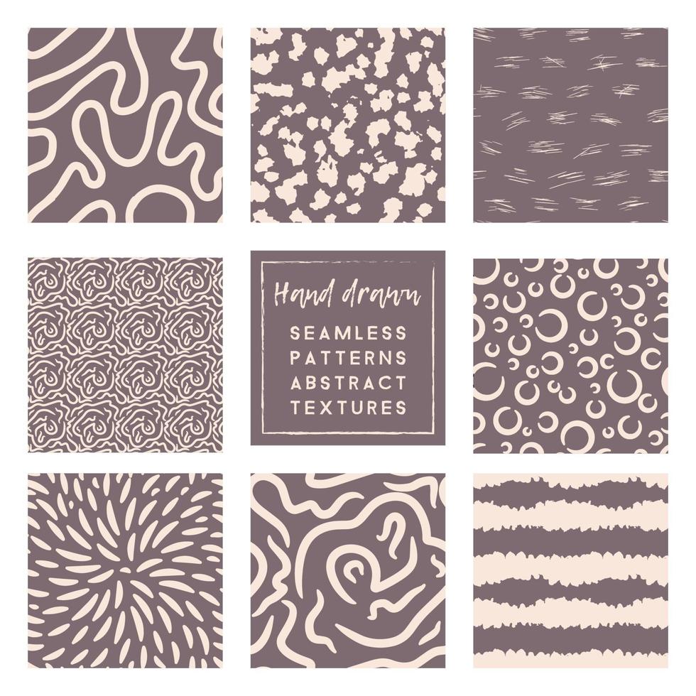 Rose taupe patterns set with primitive doodle elements vector