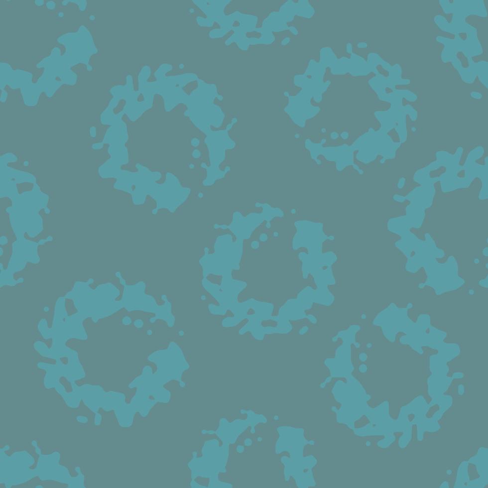 hand drawn simple green blue enso circle rough brush stroke seamless pattern. vector illustration for background, bed linen fabric, wrapping paper, scrapbooking