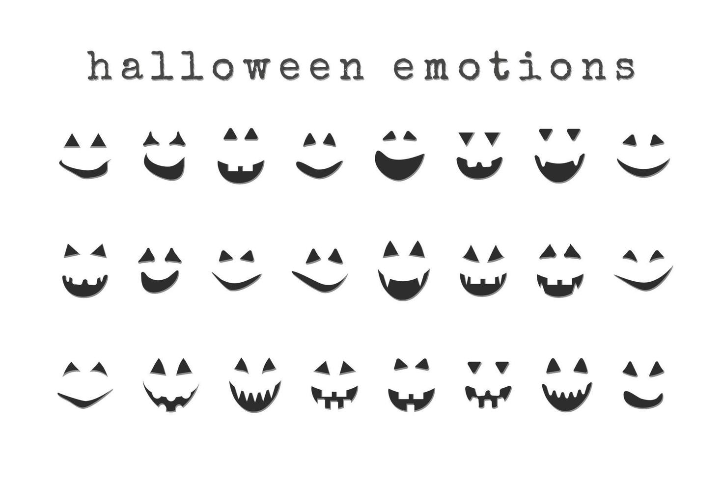 halloween face collection, scary grinning eyes and smiles of jack pumpkin and ghosts vector