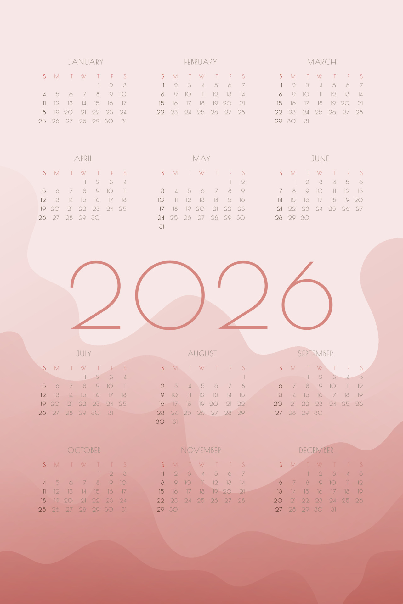2026 calendar with red gradient shapes 4684554 Vector Art at Vecteezy