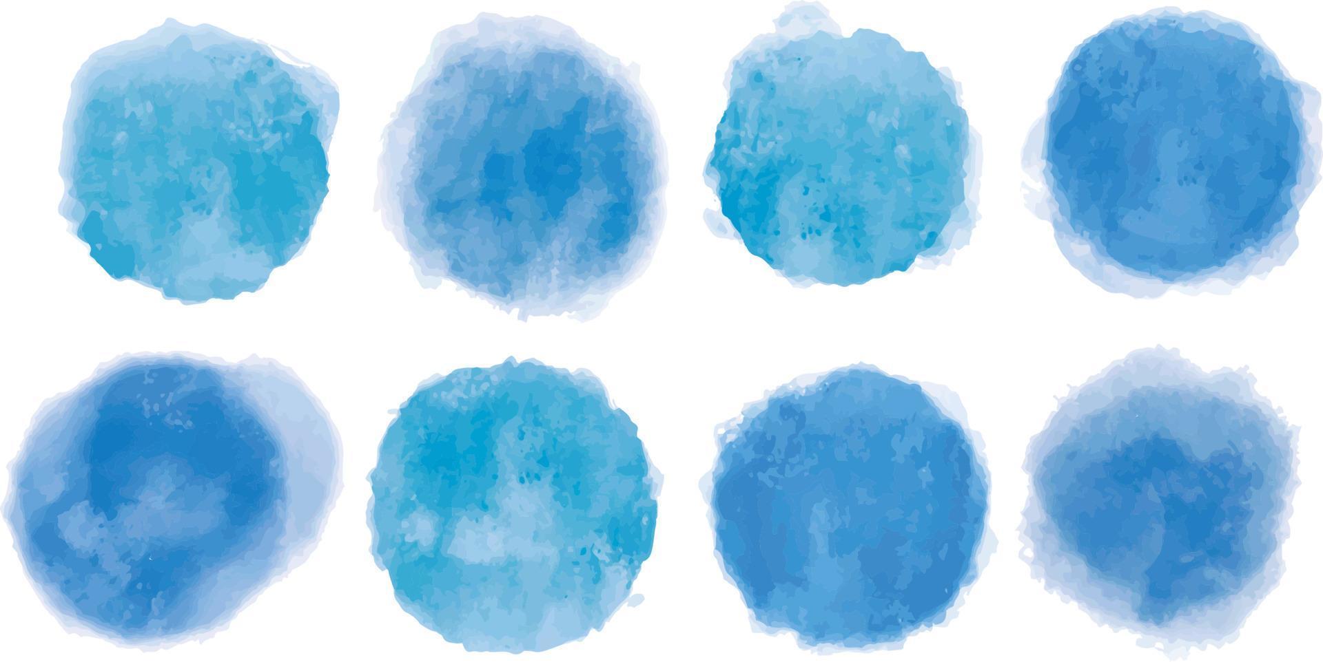 Watercolor collection of blue circles vector