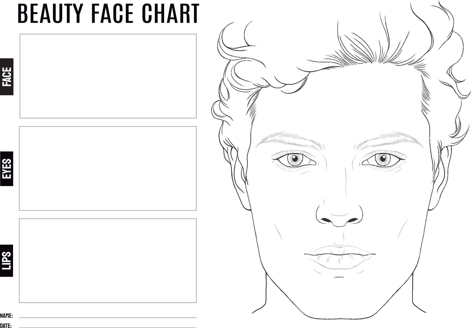 Beauty Face Chart for Makeup with Hand