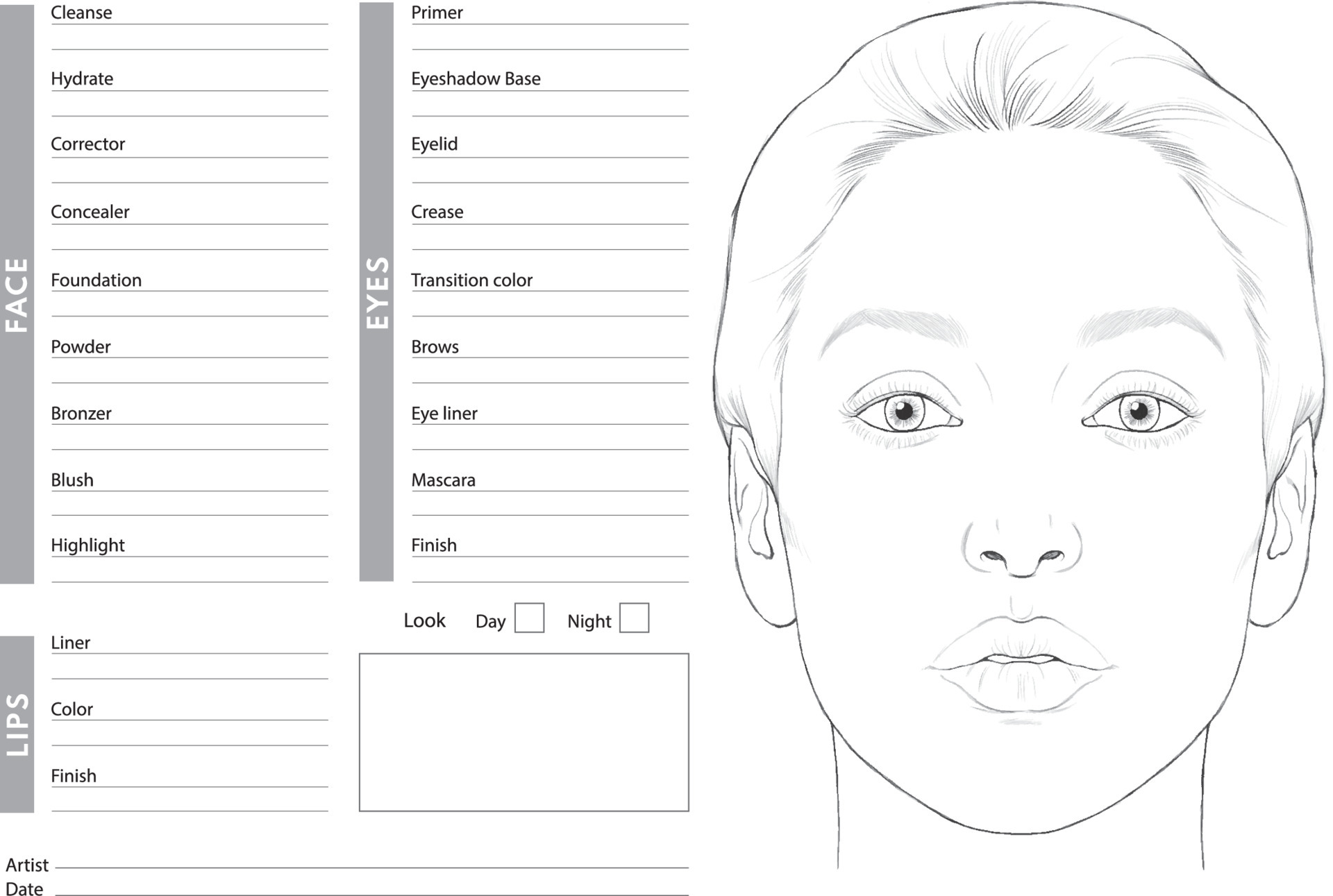 blank female face template