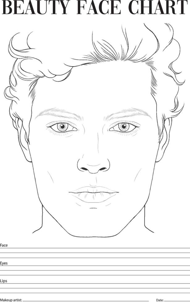 gráfico de rostro belleza para maquillaje con rostro de hombre dibujado mano 4684814 Vecteezy