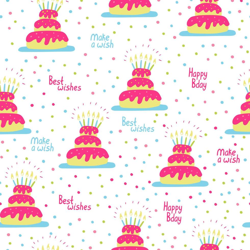 Birthday cakes seamless pattern vector