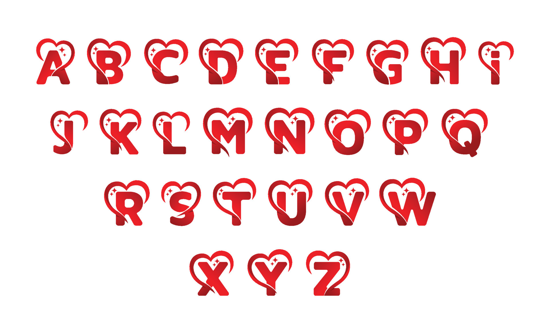 Love alphabet concept design. Letters from A to Z 4684892 Vector Art at