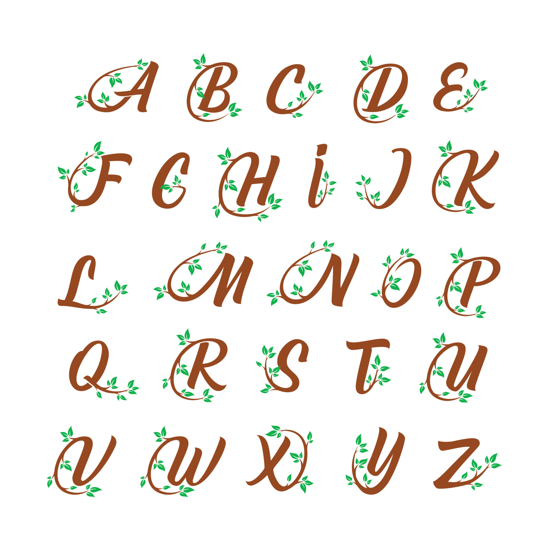 Tree Alphabet Concept Design Letters From A To Z 4684906 Vector Art At Vecteezy