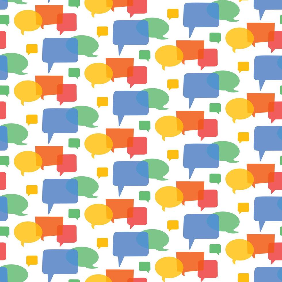 Bright business seamless pattern with colorful speech bubbles on white, dialog boxes background vector