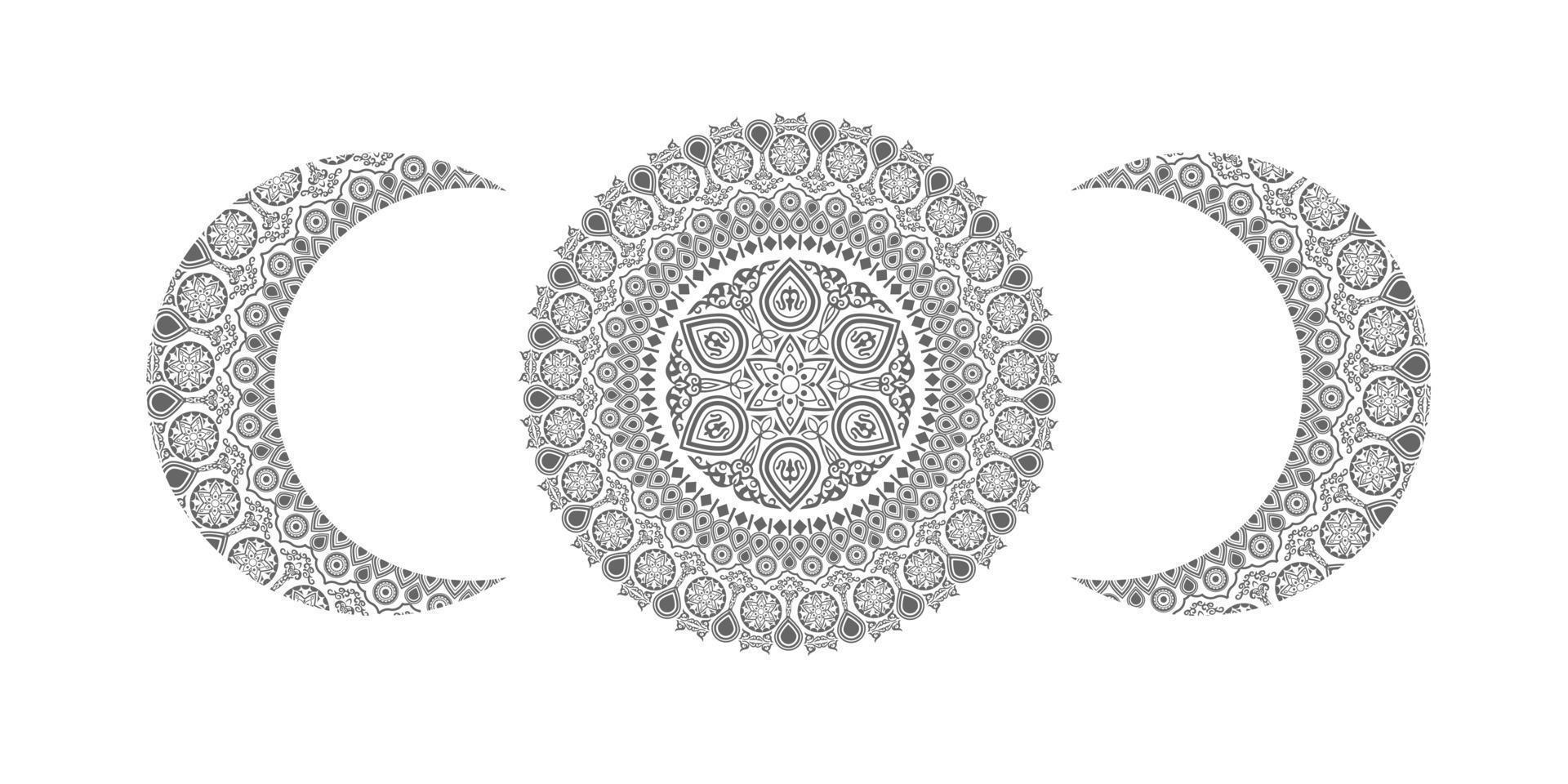 Ethnic mandala moon, tattoo templates vector