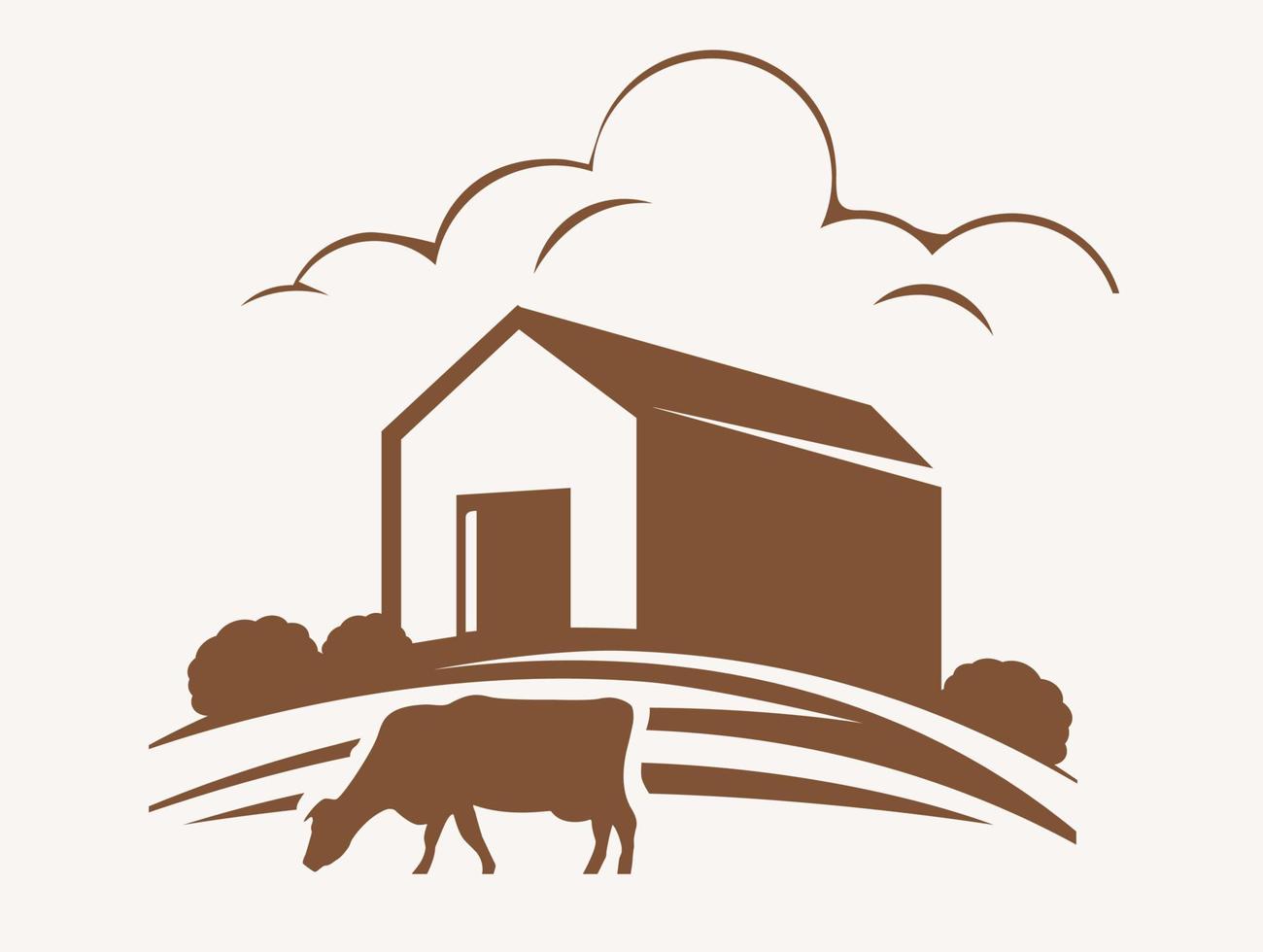 Cow stand on background of farm vector