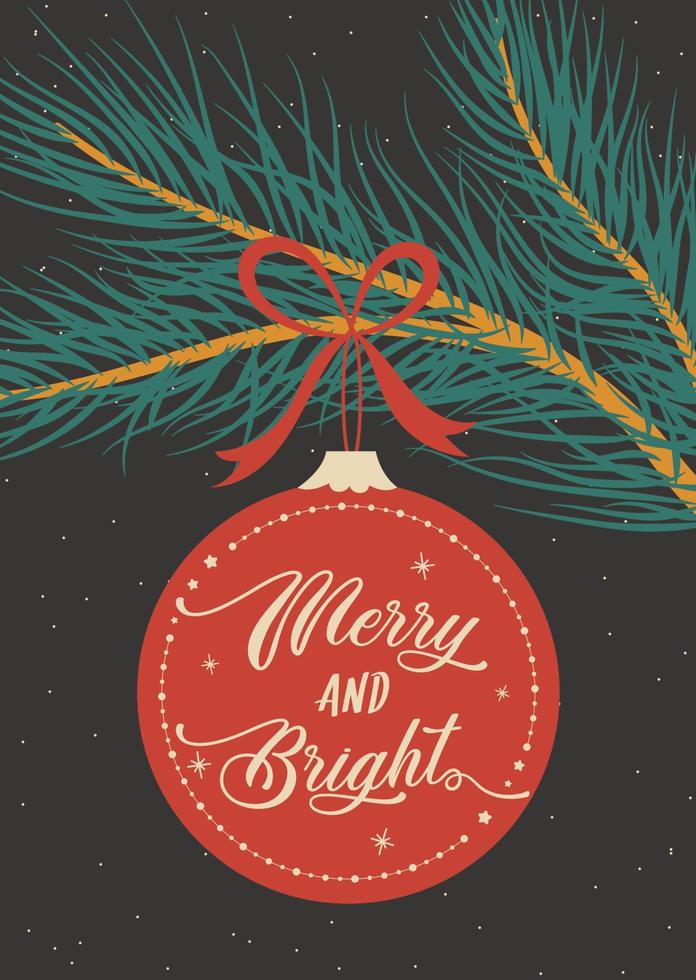 Merry and bright card vector