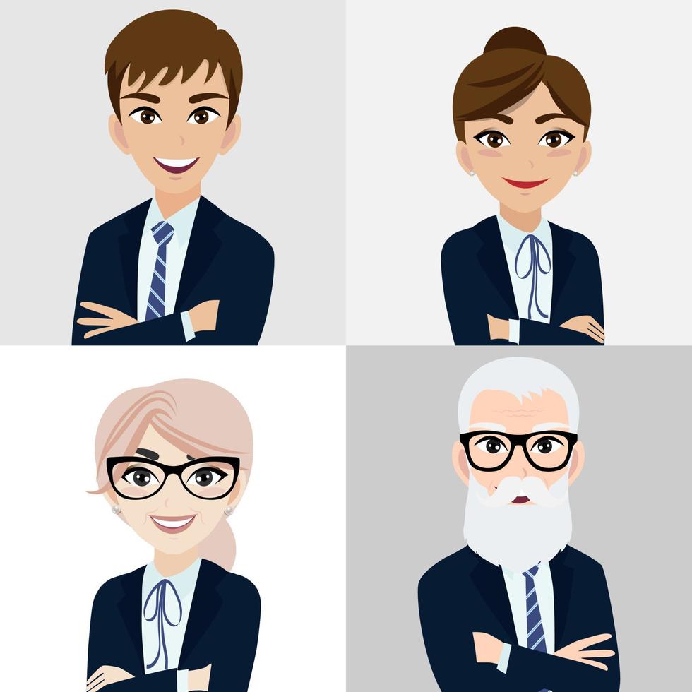 Cartoon character with business man and business woman , teamwork concept design. Flat vector illustration.