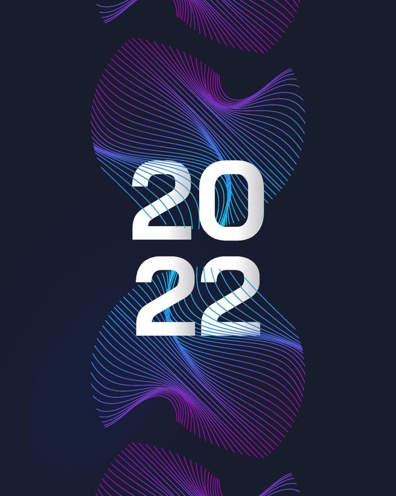 Happy New Year 2022 Poster Design with Colorful and Futuristic Style. New Year Celebration Design Template for Flyer, Poster, Brochure, Card, Banner or Postcard vector
