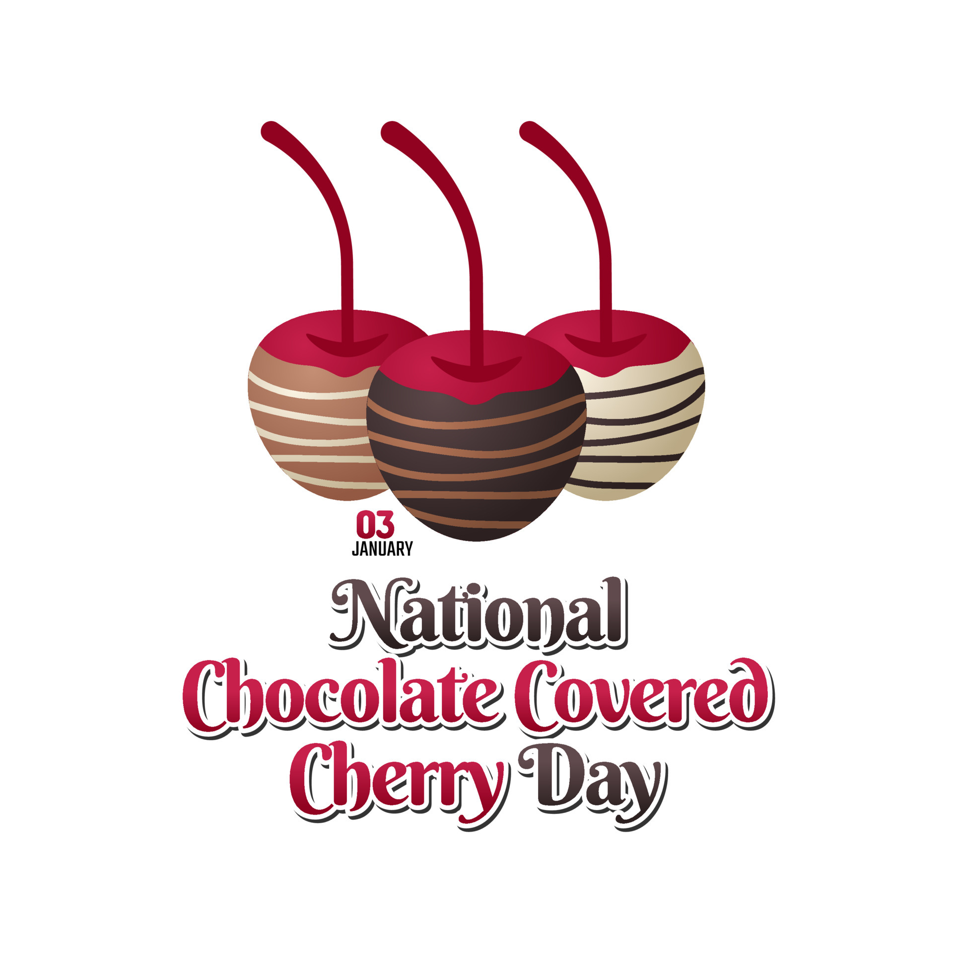vector graphic of national chocolate covered cherry day day good for