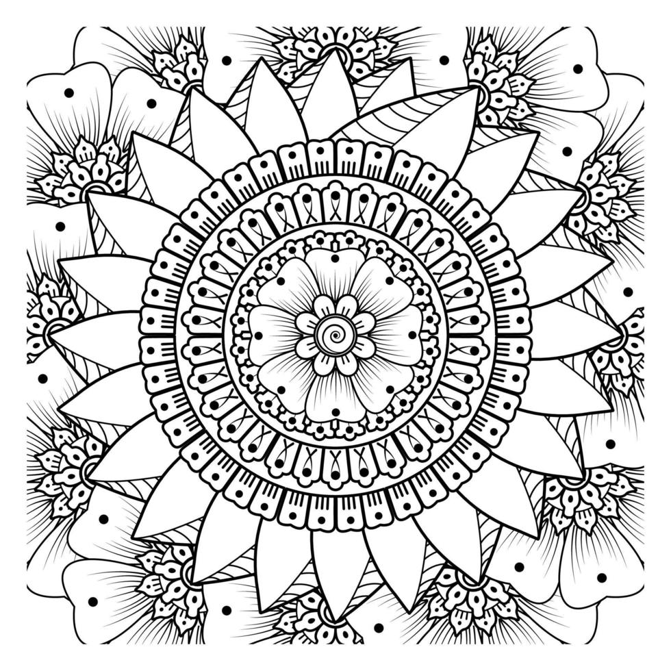 Mehndi flower for henna, mehndi, tattoo, decoration. Decorative ornament in ethnic oriental style, doodle ornament, outline hand draw. Coloring book page. vector