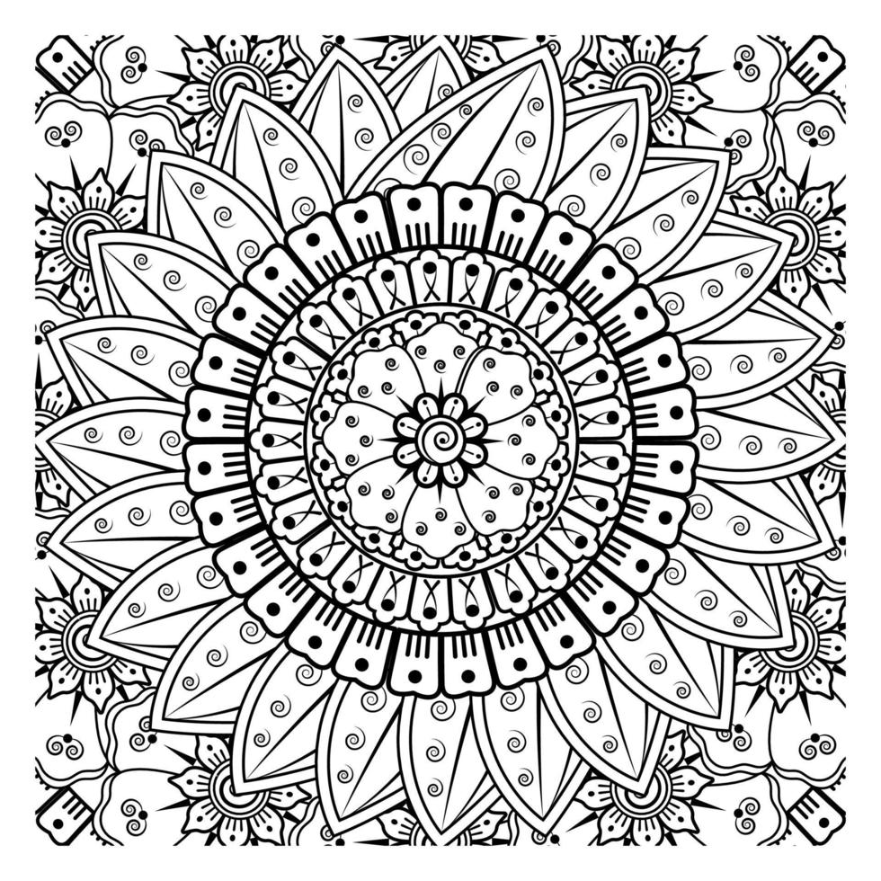 Mehndi flower for henna, mehndi, tattoo, decoration. Decorative ornament in ethnic oriental style, doodle ornament, outline hand draw. Coloring book page. vector