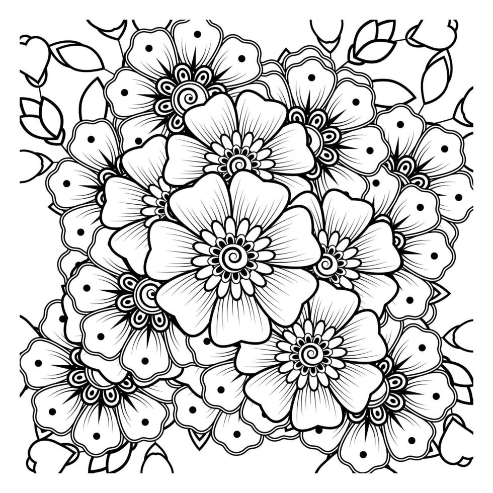 Mehndi flower for henna, mehndi, tattoo, decoration. Decorative ornament in ethnic oriental style, doodle ornament, outline hand draw. Coloring book page. vector