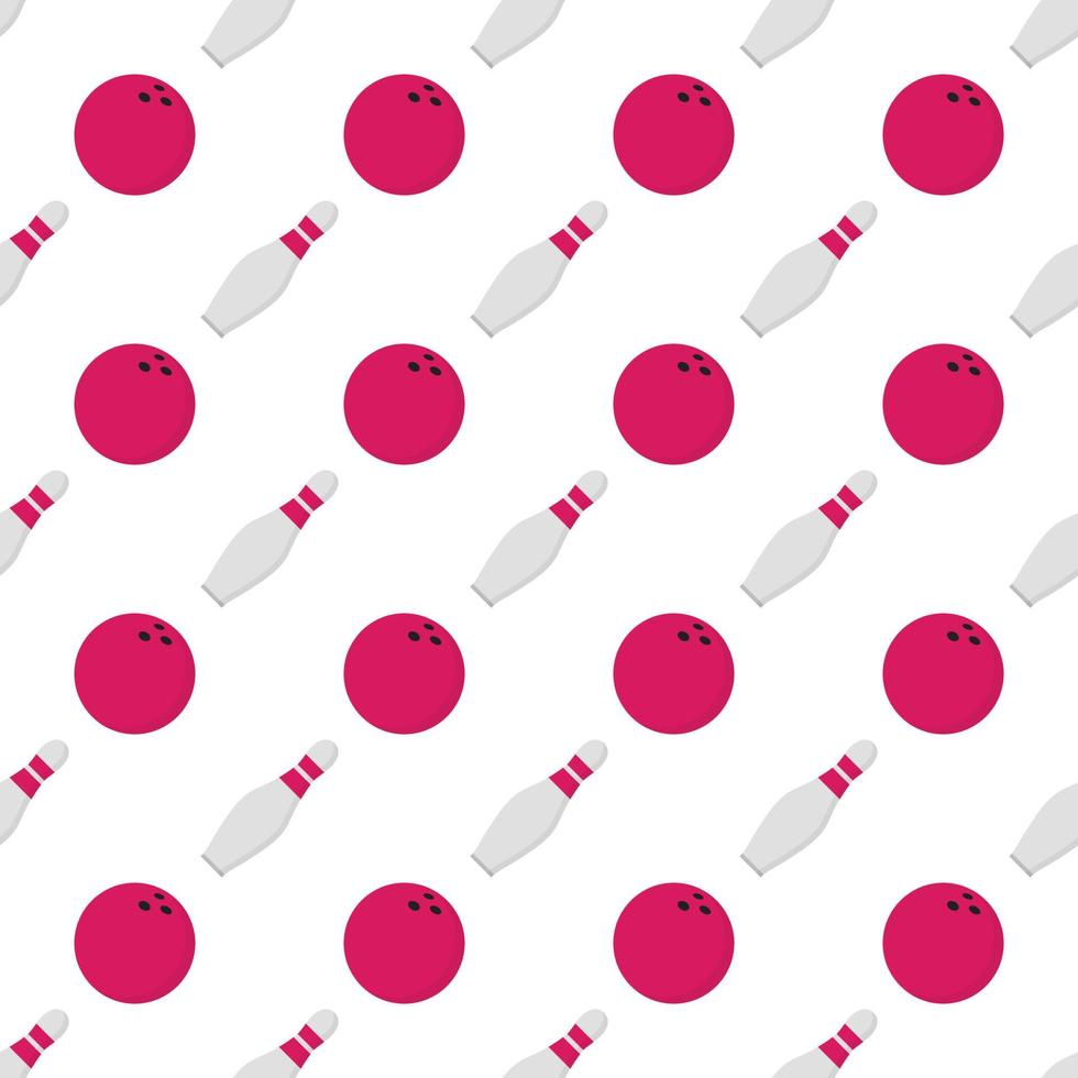 Seamless pattern with bowling game round ball and skittle icon sign flat style design vector illustration. Bowling ball and pin isolated on white background.