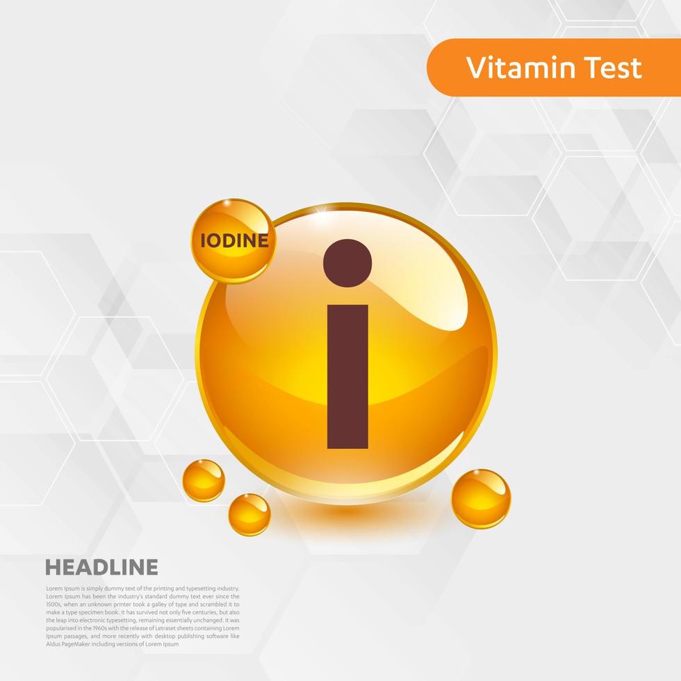 Vitamin I sun icon collection set, body cholecalciferol. golden drop Vitamin complex drop. Medical for heath Vector illustration