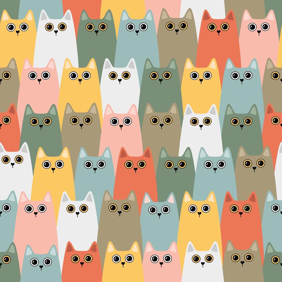 Seamless vector pattern with cute cats. Vector Illustration. 4685982 ...