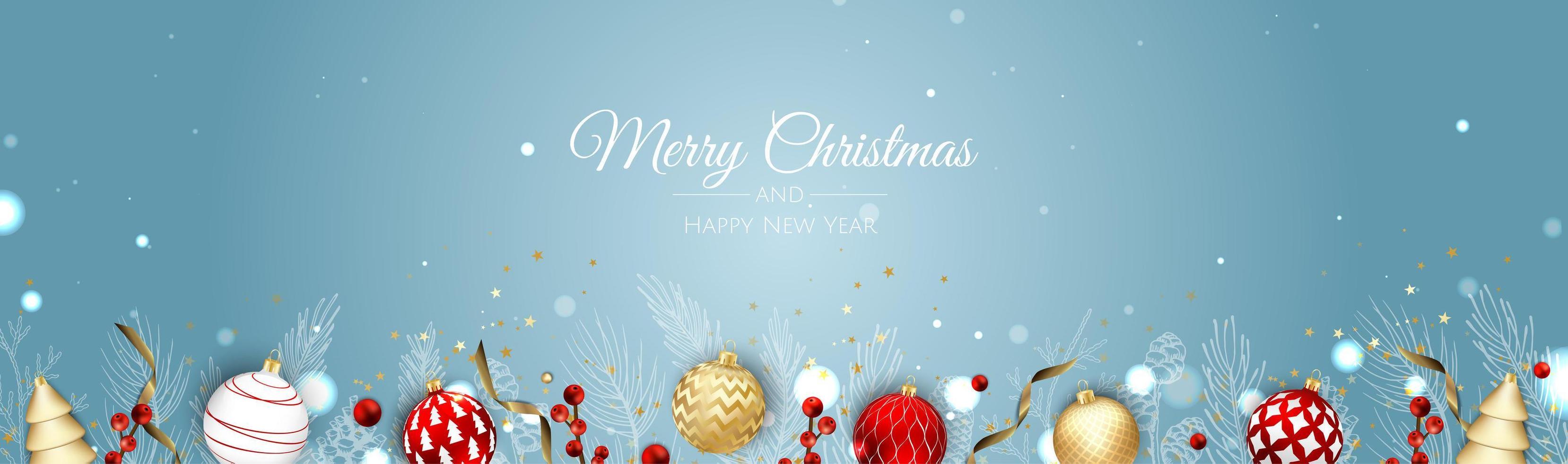 Christmas banner. Background Xmas objects viewed from above. BackgroundMerry Christmas and happy New Year vector