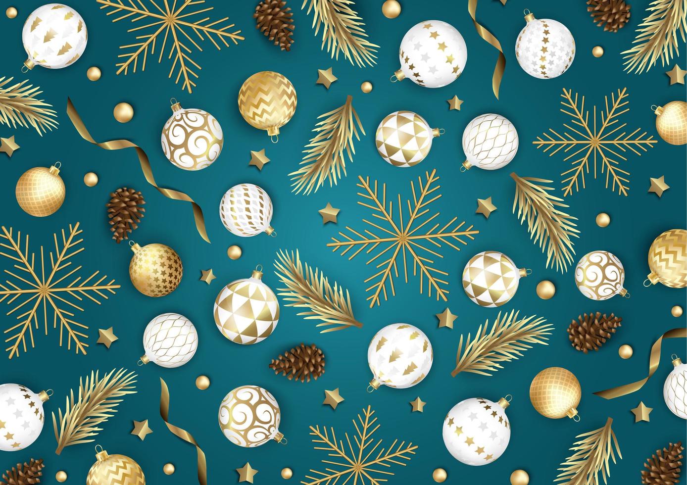 Merry Christmas and Happy New Year. Xmas background with Snowflakes and balls design. vector