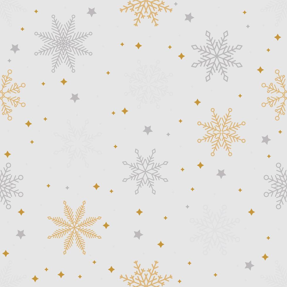 Simple Christmas seamless pattern. Snowflakes with different ornaments. On black background vector