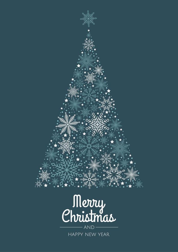 Christmas tree made of beautiful snowflakes template for greeting card vector